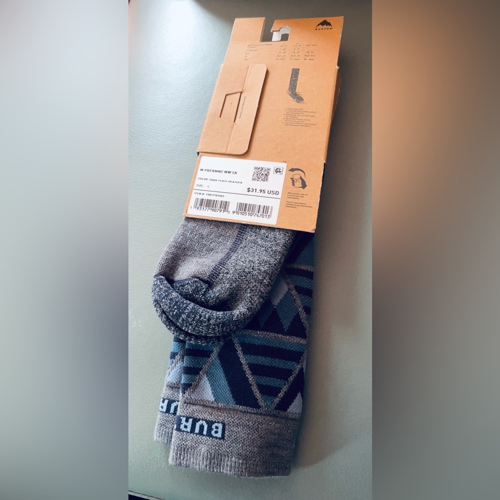 Burton Men's Performance Midweight Socks Size Large Slate Heather - Picture 2 of 5